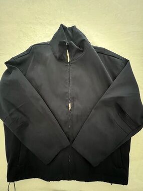 H&M High Neck Zip-Up Windbreaker Jacket in Navy Blue